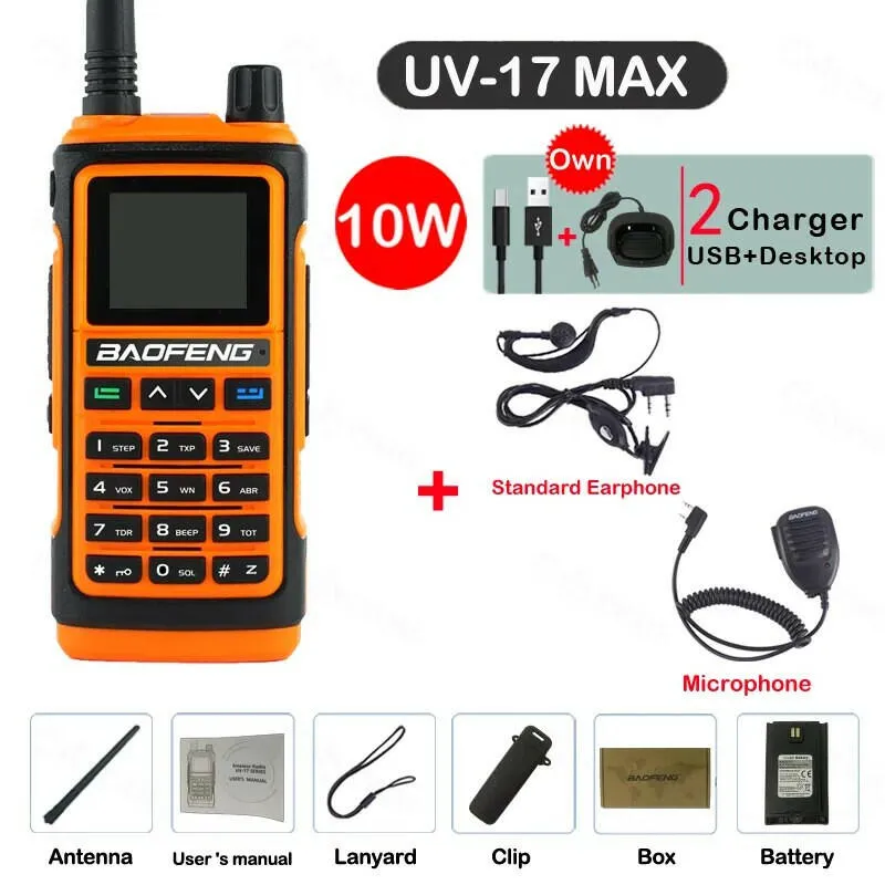 Baofeng UV-17 MAX High Power Walkie Talkie Type-C Charger VHF UHF With Partition Function FM Radio Waterproof Two-Way Radio