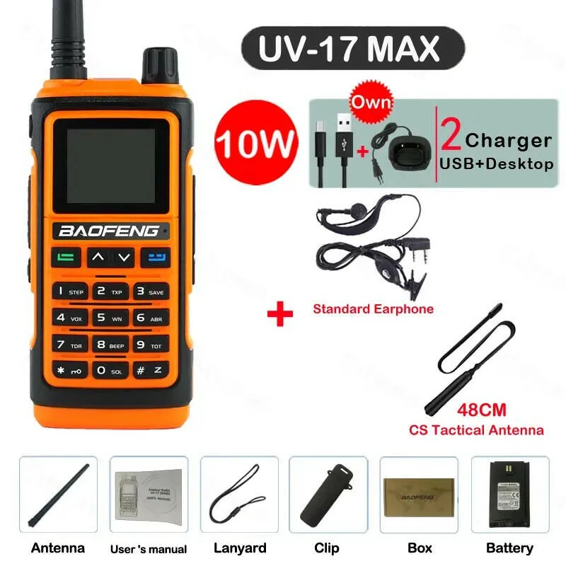 Baofeng UV-17 MAX High Power Walkie Talkie Type-C Charger VHF UHF With Partition Function FM Radio Waterproof Two-Way Radio