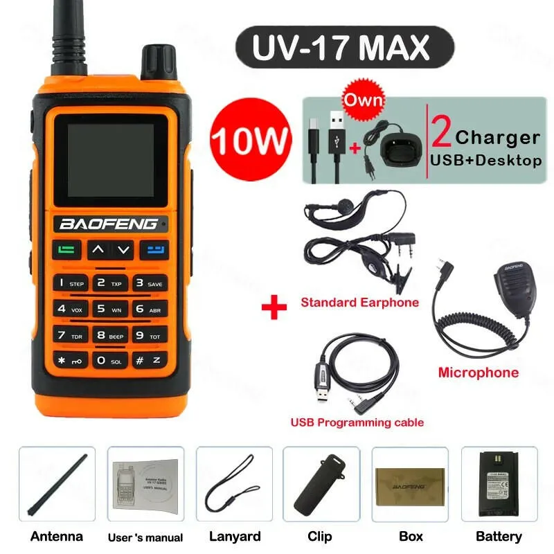 Baofeng UV-17 MAX High Power Walkie Talkie Type-C Charger VHF UHF With Partition Function FM Radio Waterproof Two-Way Radio