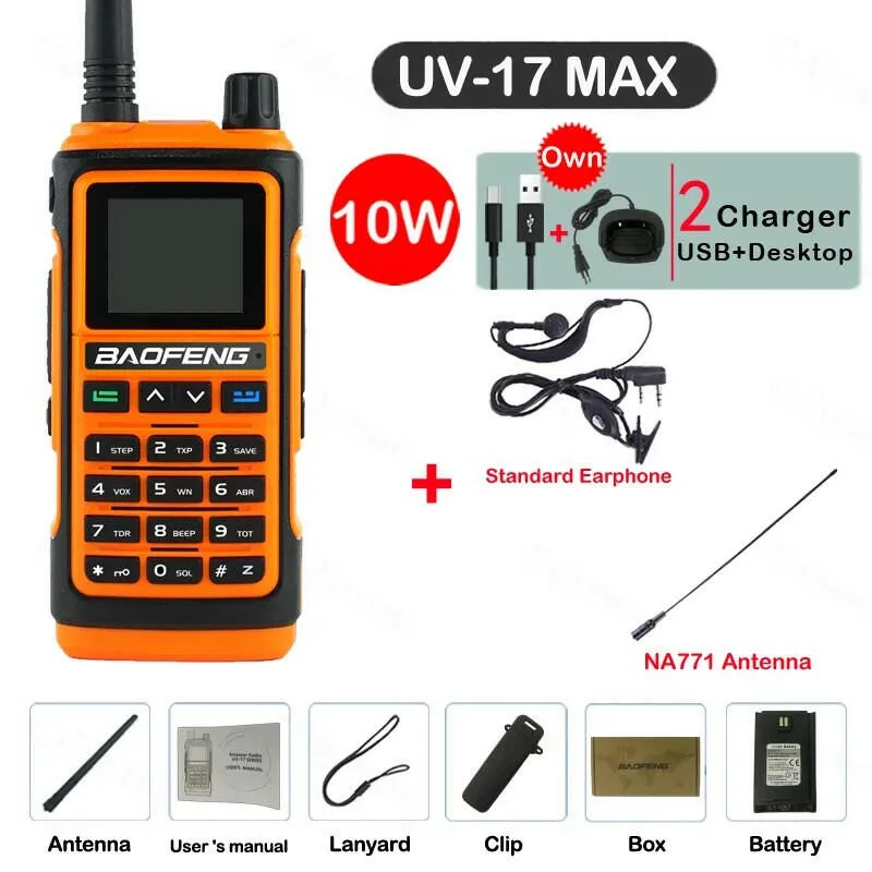 Baofeng UV-17 MAX High Power Walkie Talkie Type-C Charger VHF UHF With Partition Function FM Radio Waterproof Two-Way Radio