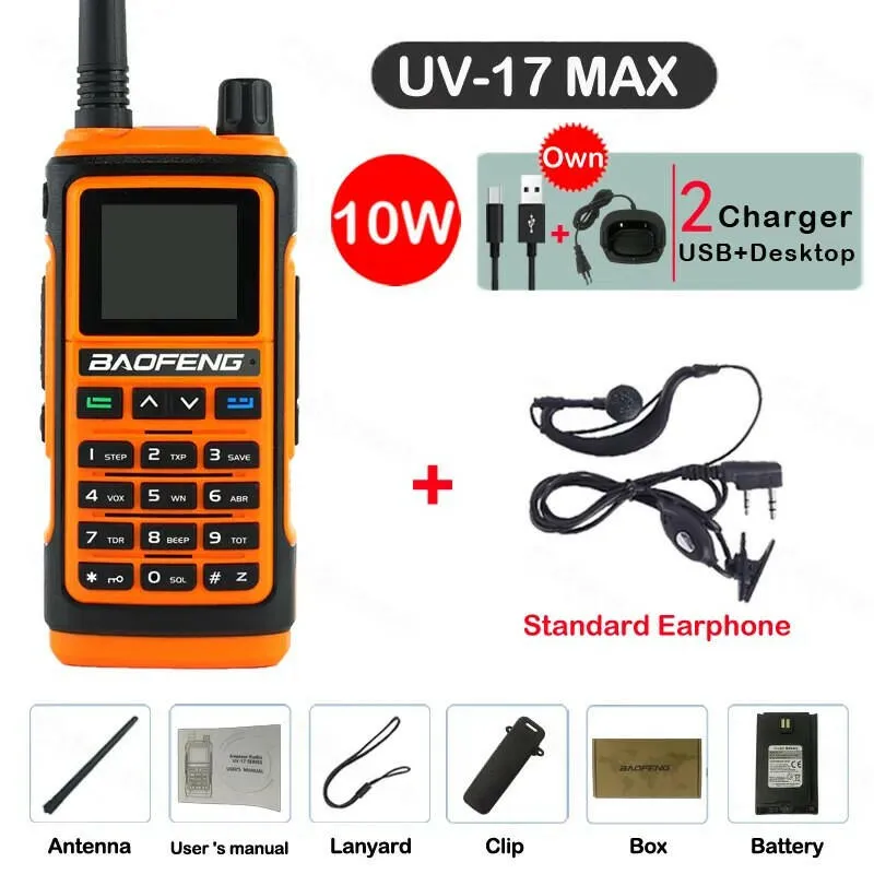 Baofeng UV-17 MAX High Power Walkie Talkie Type-C Charger VHF UHF With Partition Function FM Radio Waterproof Two-Way Radio