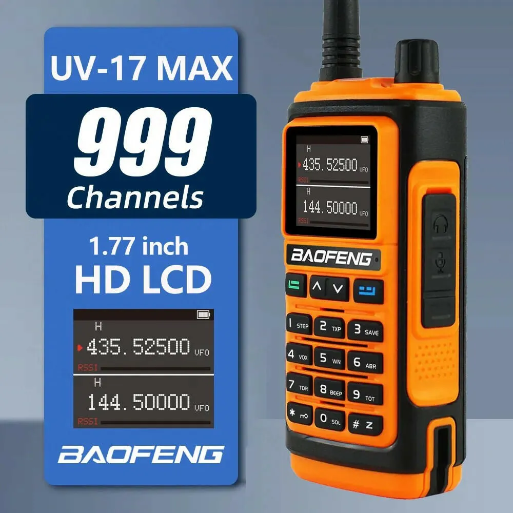 Baofeng UV-17 MAX High Power Walkie Talkie Type-C Charger VHF UHF With Partition Function FM Radio Waterproof Two-Way Radio