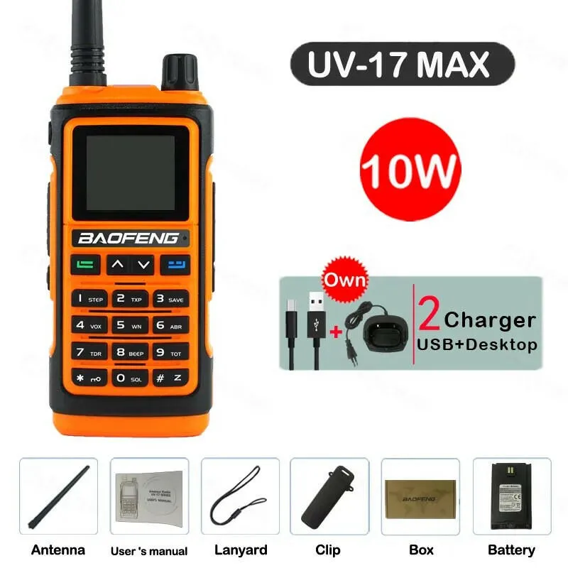 Baofeng UV-17 MAX High Power Walkie Talkie Type-C Charger VHF UHF With Partition Function FM Radio Waterproof Two-Way Radio