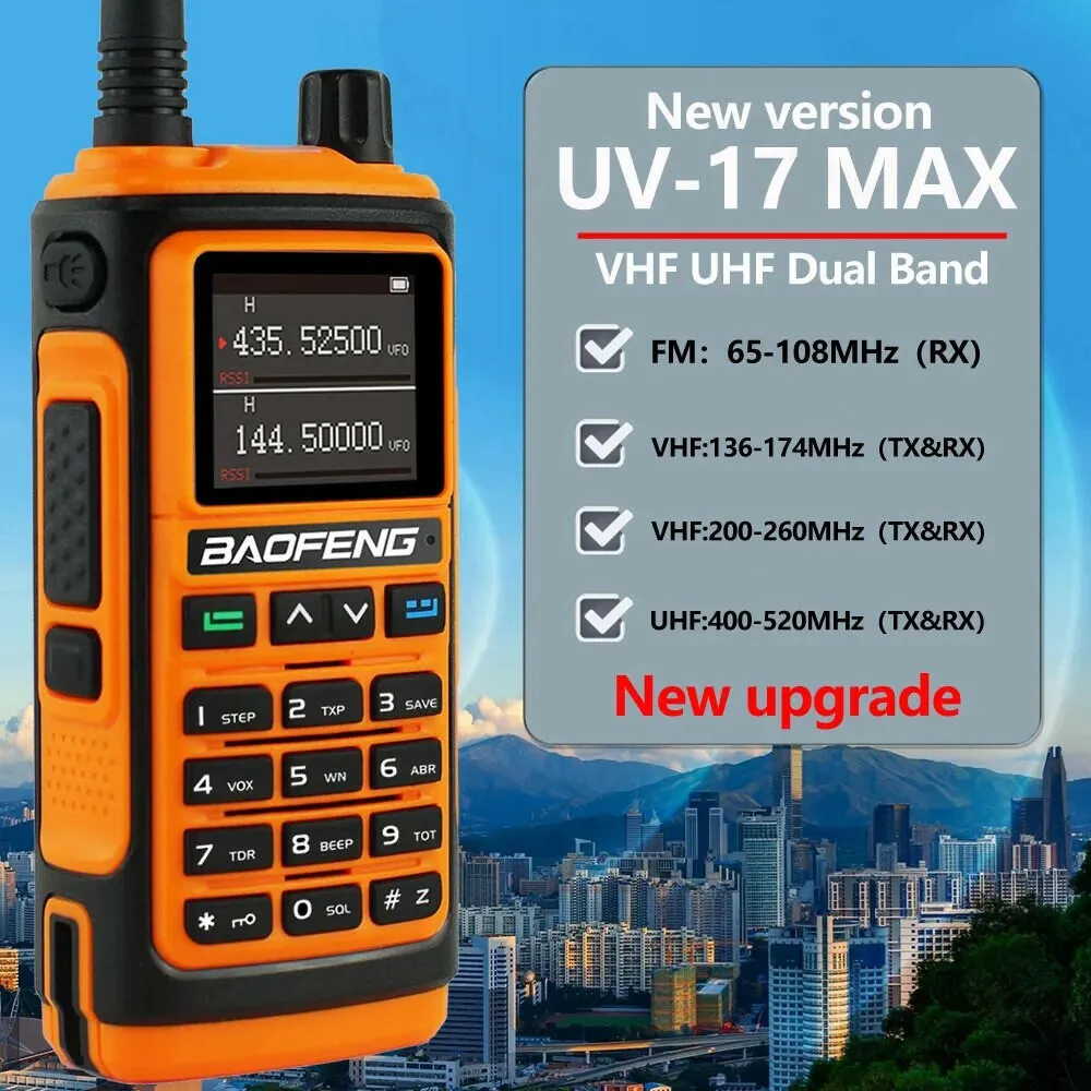 Baofeng UV-17 MAX High Power Walkie Talkie Type-C Charger VHF UHF With Partition Function FM Radio Waterproof Two-Way Radio