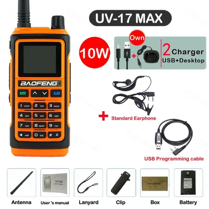 Baofeng UV-17 MAX High Power Walkie Talkie Type-C Charger VHF UHF With Partition Function FM Radio Waterproof Two-Way Radio