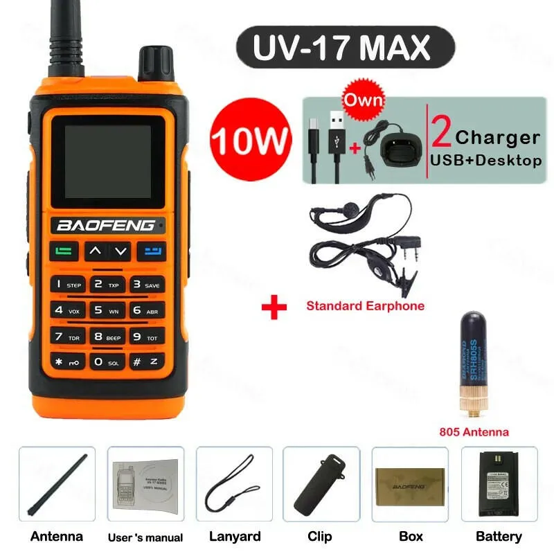 Baofeng UV-17 MAX High Power Walkie Talkie Type-C Charger VHF UHF With Partition Function FM Radio Waterproof Two-Way Radio