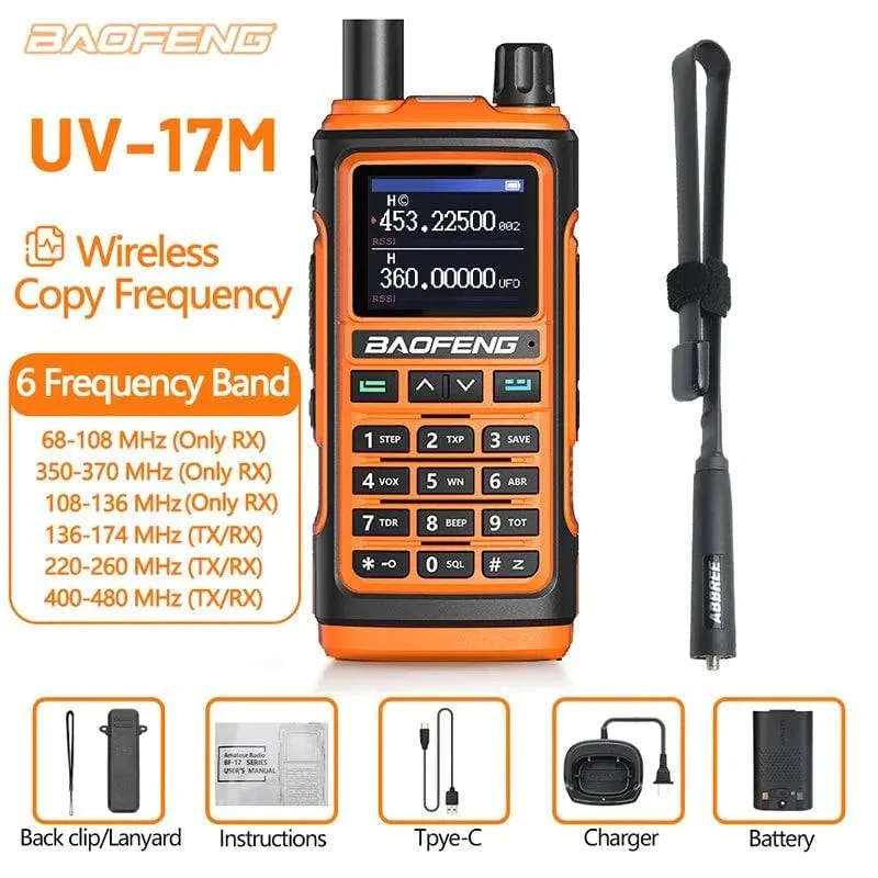 Baofeng UV-17M Air Band Walkie Talkie 999CH NOAA Full Band Type-C Charger Wireless Copy Frequency Long Range UV 5R Two Way Radio