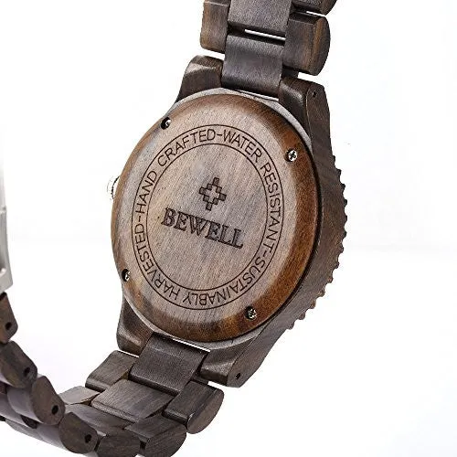 Bewell ZS - W065A Wood Men Quartz Watch Roman Numeral Scales (EBONY WOOD)