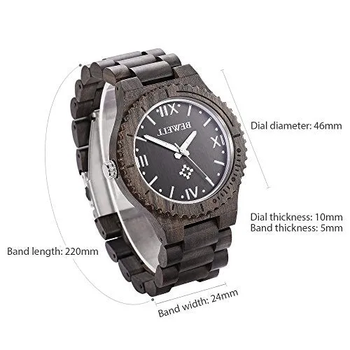 Bewell ZS - W065A Wood Men Quartz Watch Roman Numeral Scales (EBONY WOOD)