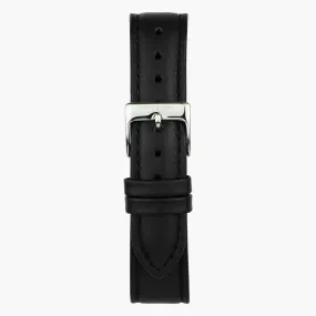 Black Leather watch Strap - Silver - 32mm