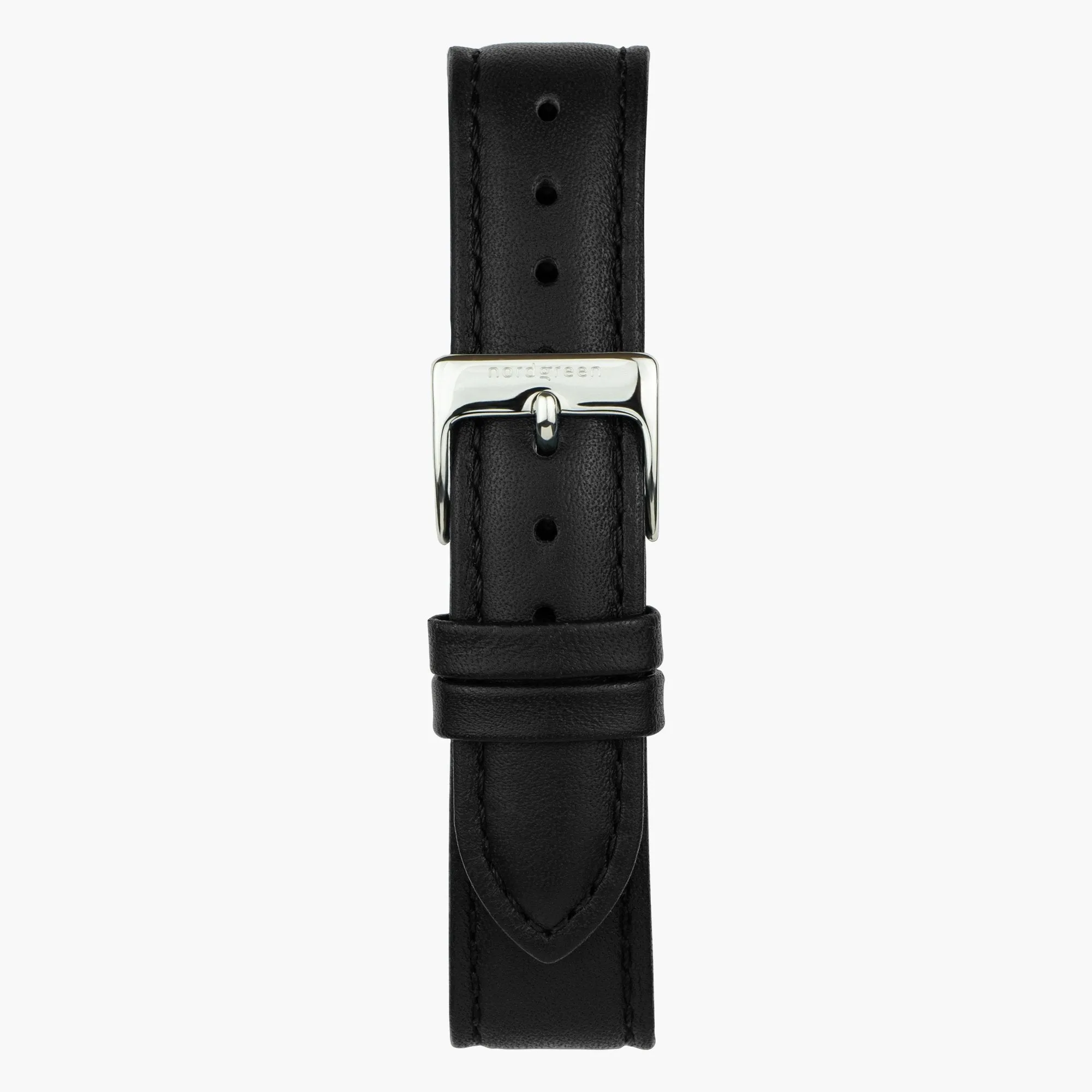 Black Leather watch Strap - Silver - 32mm