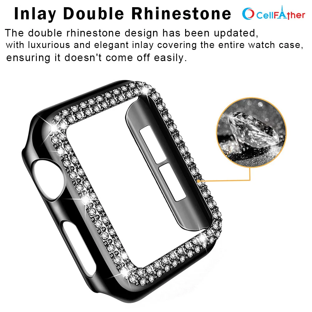 Bling Diamond Hard PC Case Cover For Apple watch 45mm-Black