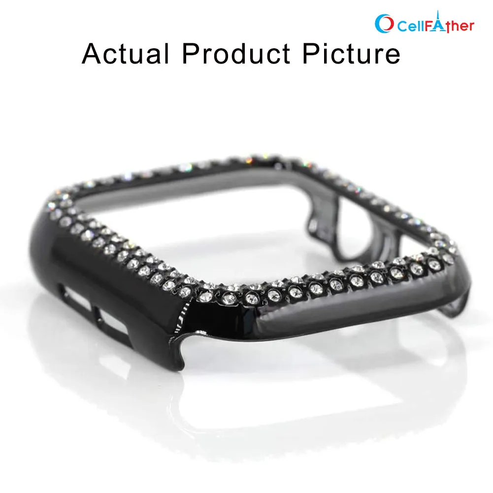 Bling Diamond Hard PC Case Cover For Apple watch 45mm-Black