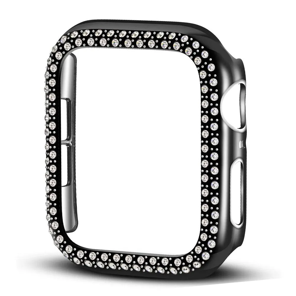 Bling Diamond Hard PC Case Cover For Apple watch 45mm-Black