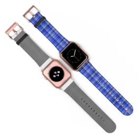 Blue Plaid Apple Watch Band, Scottish Tartan Print 38mm/42mm Watch Band- Made in USA