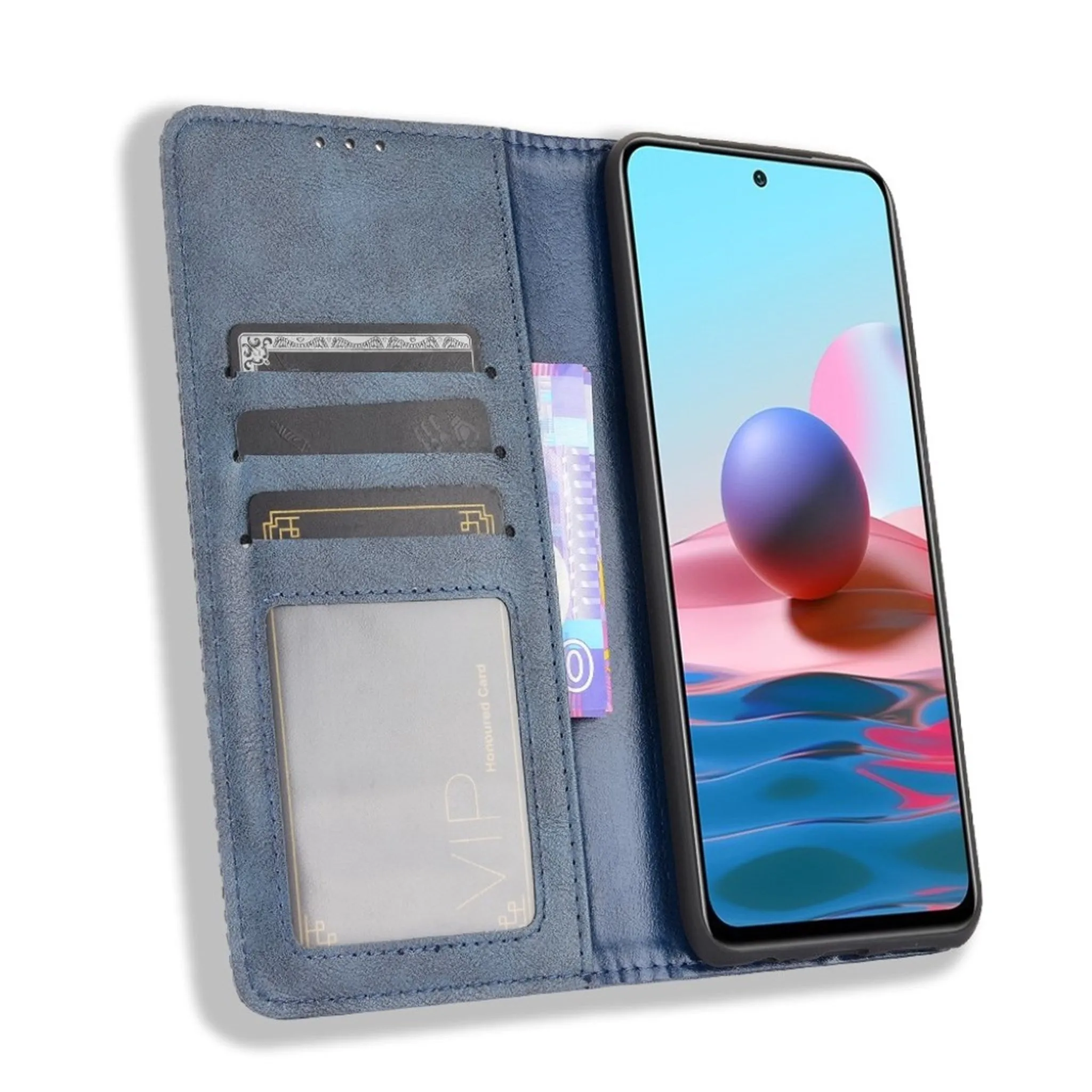 Bofink Vintage Xiaomi Redmi Note 10S leather case - Blue