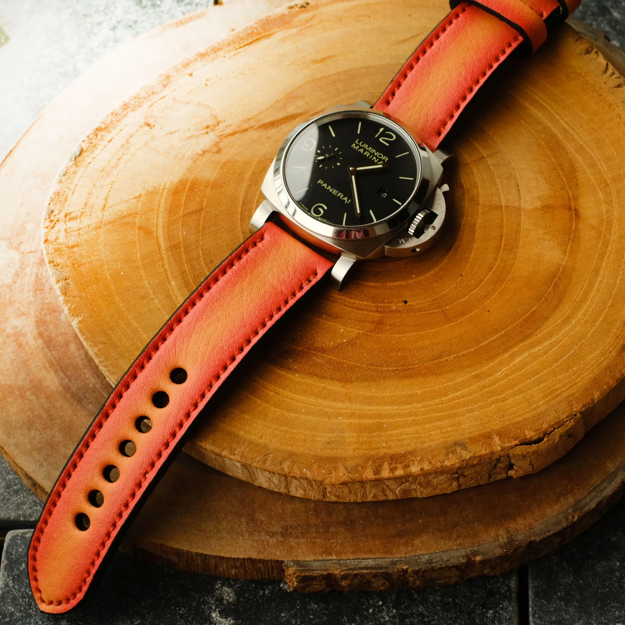 Burning Orange Leather Straps for Panerai By ruslieco