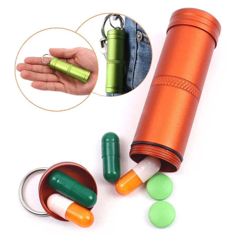 Camping Survival Waterproof Pills Box Container Aluminum