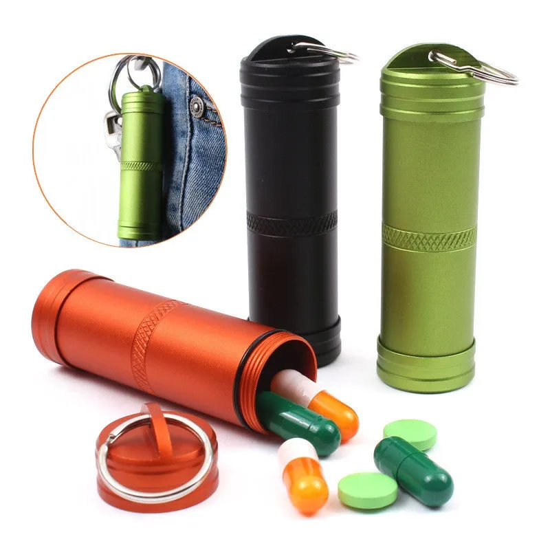 Camping Survival Waterproof Pills Box Container Aluminum