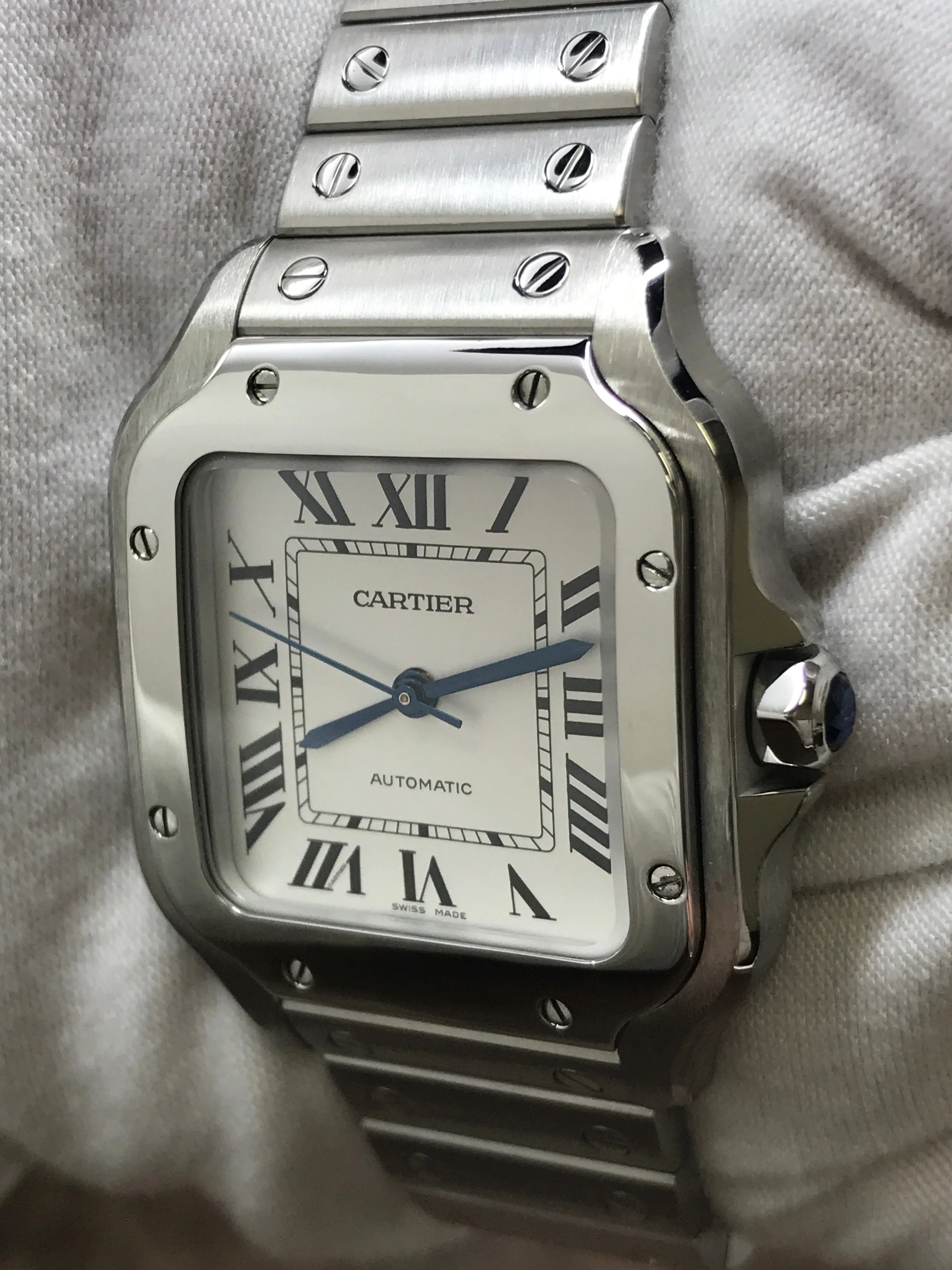 Cartier Santos 100 Midsize WSSA0029 White Dial Automatic Watch