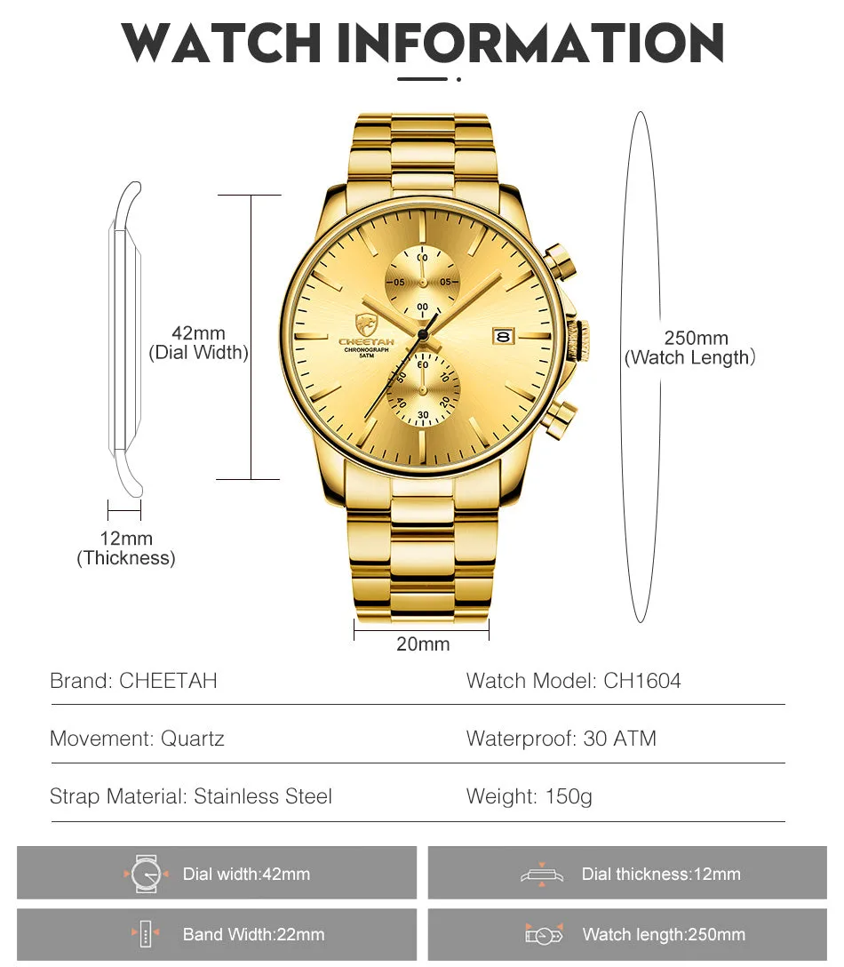 CHEETAH CH1604 ARISTO S8 - Gold Chronograph Watch