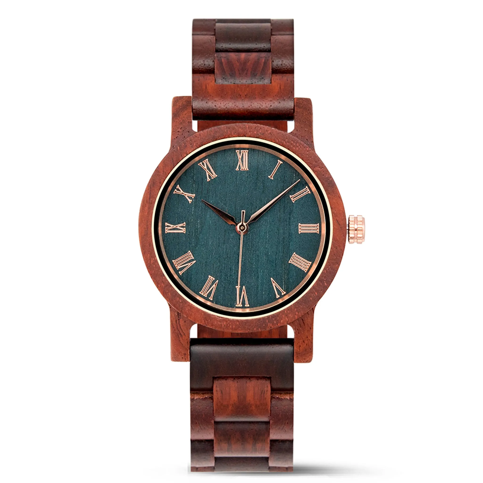 Colorado - Red Sandalwood Green Face Lady Watch