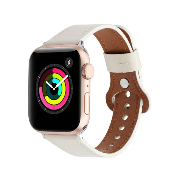 Creamy White Genuine Leather Apple Watch Band 米白色真皮Apple 錶帶 (KCWATCH1147)