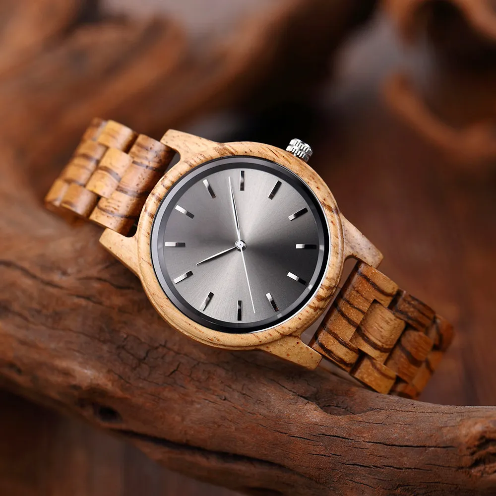 Croix - Grey Face Zebrawood Minimal Watch