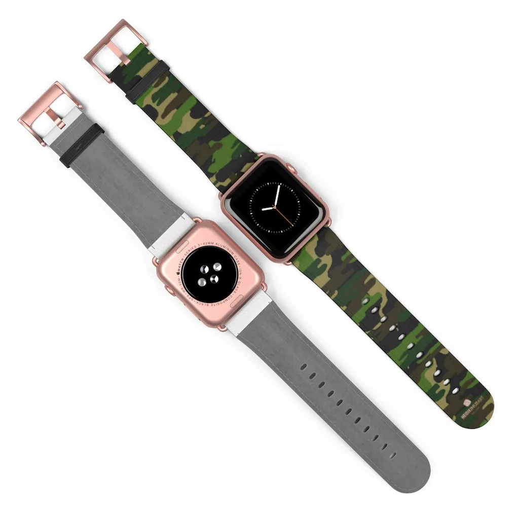 Dark Green Classic Camo Print 38mm/42mm Watch Band For Apple Watch- Made in USA