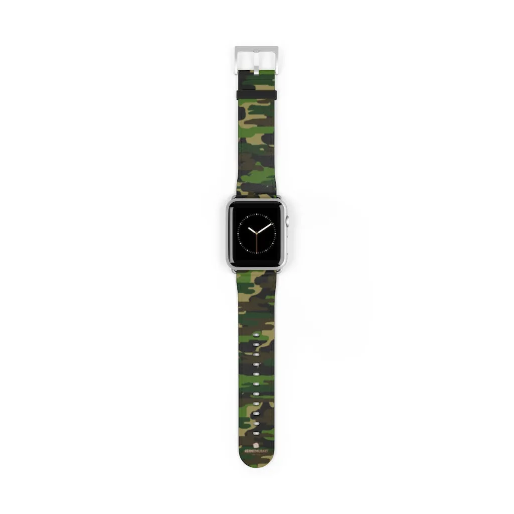 Dark Green Classic Camo Print 38mm/42mm Watch Band For Apple Watch- Made in USA