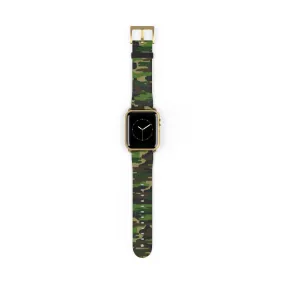 Dark Green Classic Camo Print 38mm/42mm Watch Band For Apple Watch- Made in USA