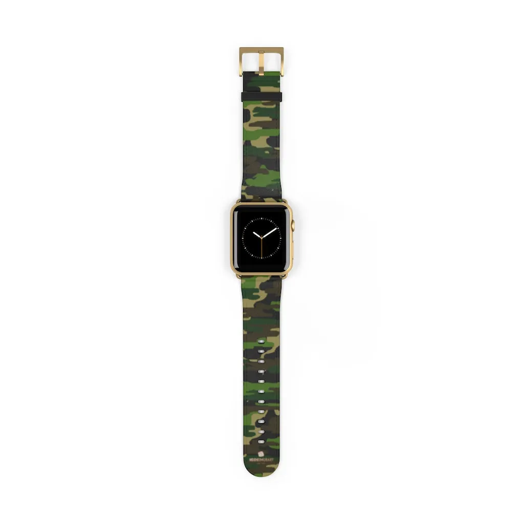 Dark Green Classic Camo Print 38mm/42mm Watch Band For Apple Watch- Made in USA