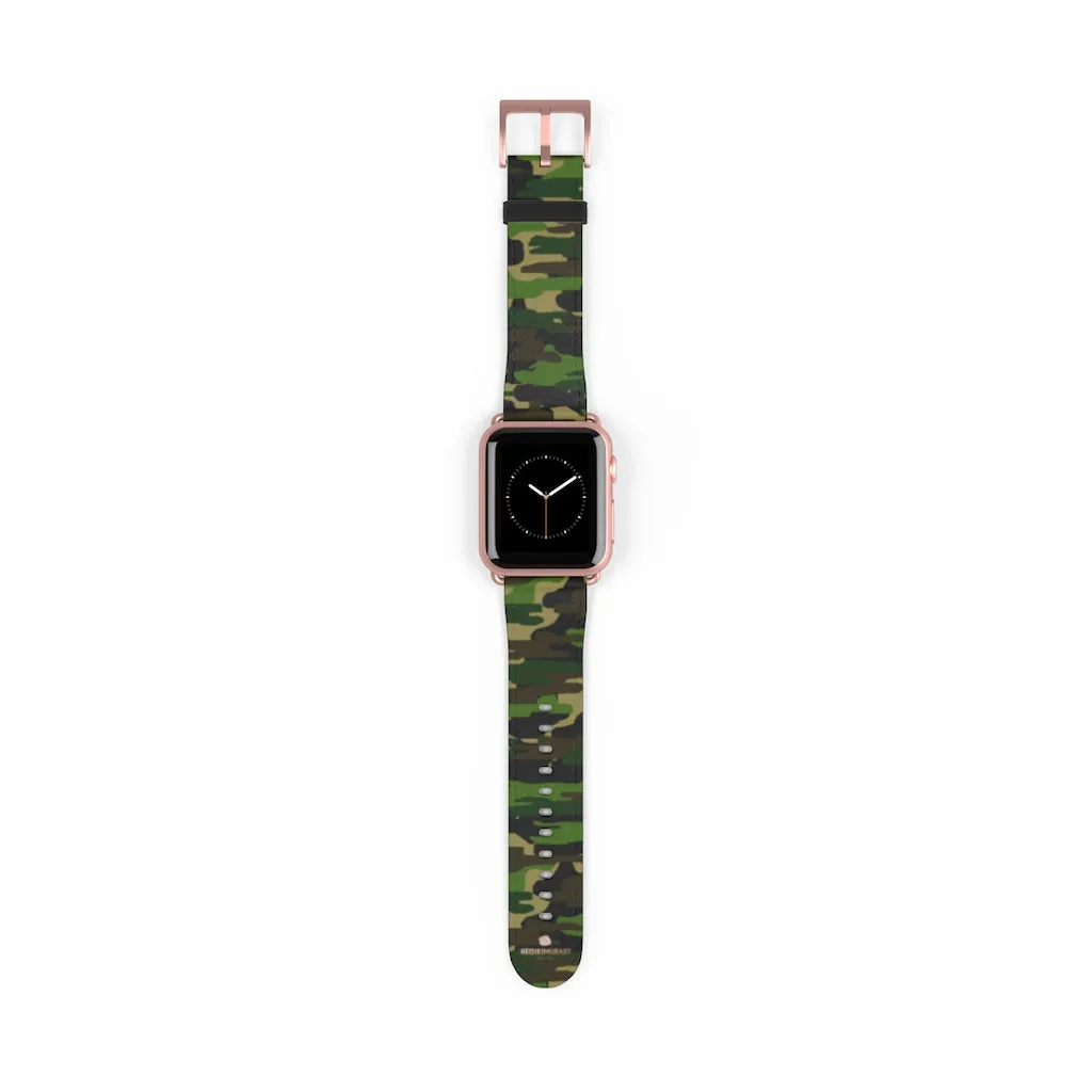 Dark Green Classic Camo Print 38mm/42mm Watch Band For Apple Watch- Made in USA