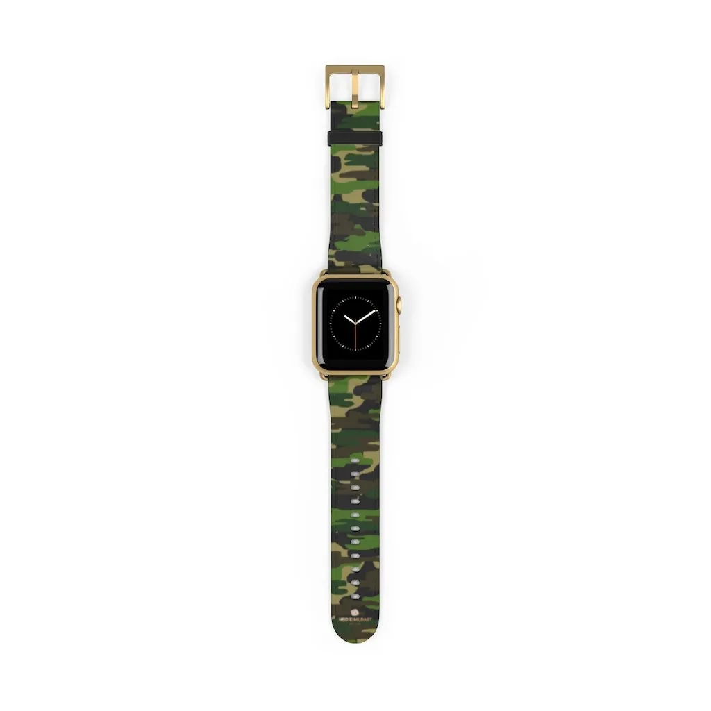 Dark Green Classic Camo Print 38mm/42mm Watch Band For Apple Watch- Made in USA