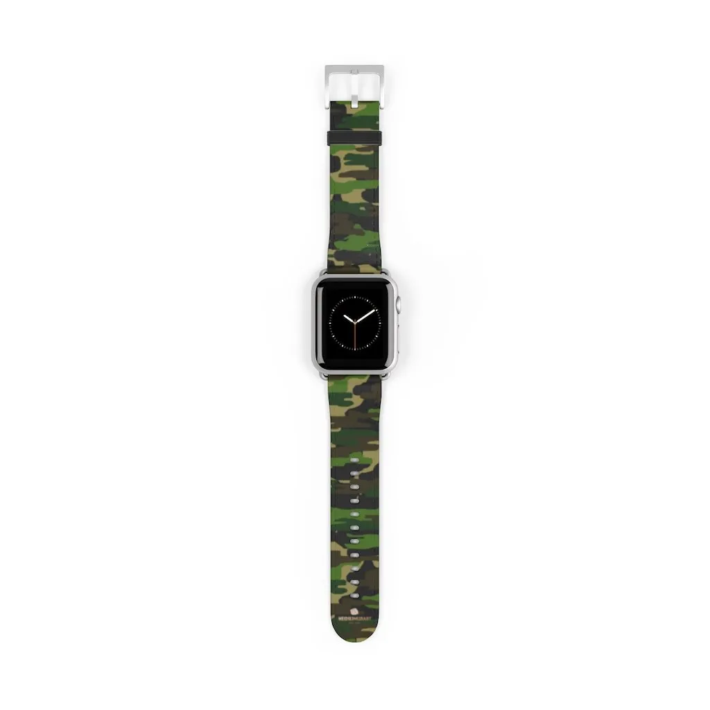 Dark Green Classic Camo Print 38mm/42mm Watch Band For Apple Watch- Made in USA