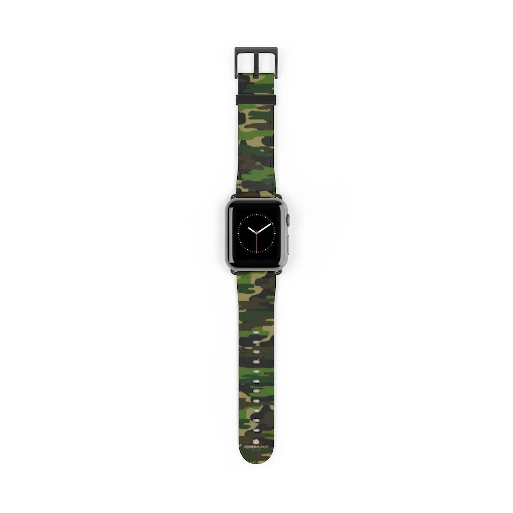 Dark Green Classic Camo Print 38mm/42mm Watch Band For Apple Watch- Made in USA