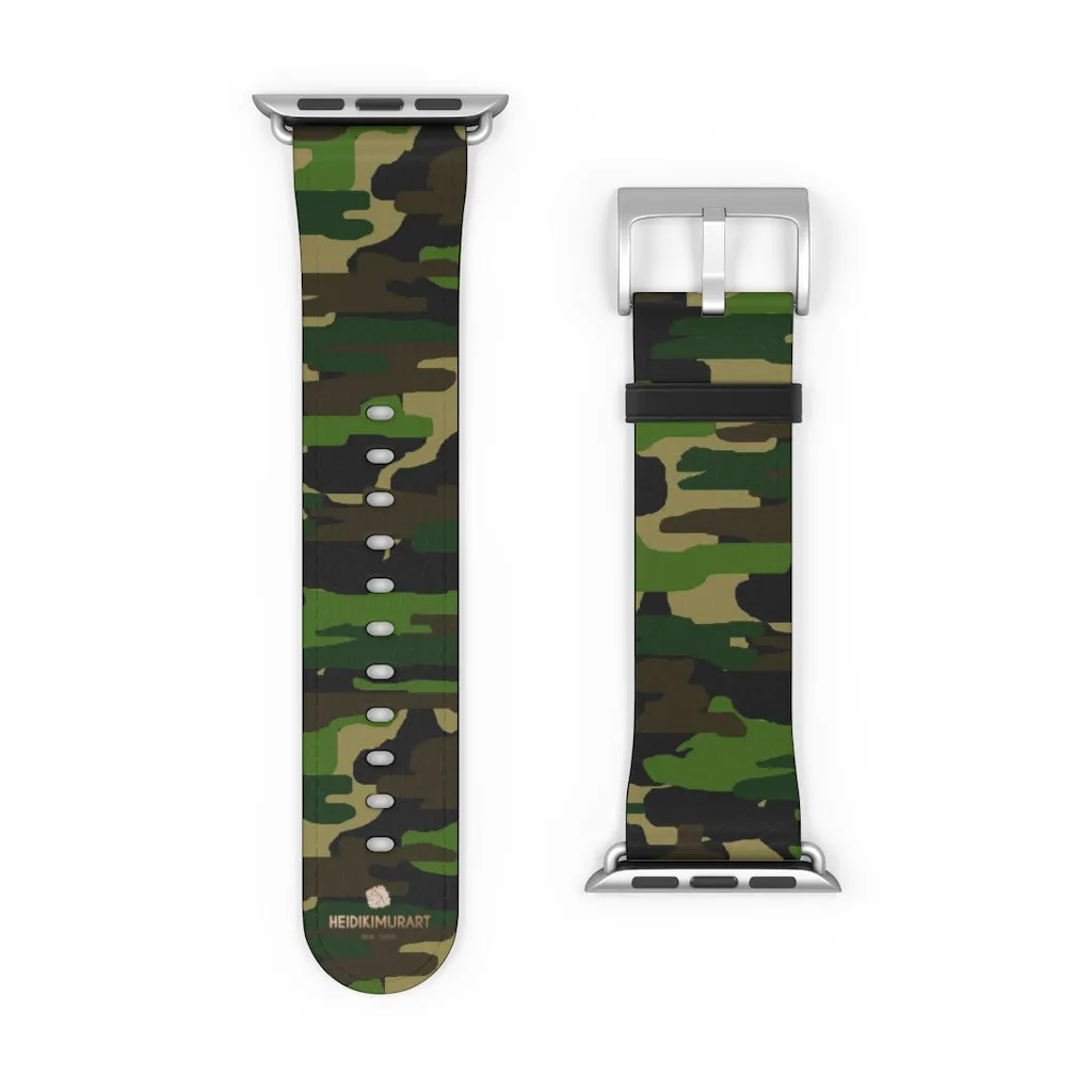 Dark Green Classic Camo Print 38mm/42mm Watch Band For Apple Watch- Made in USA