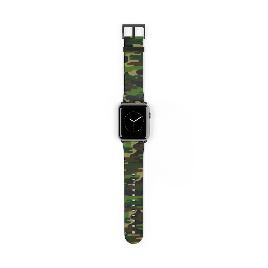 Dark Green Classic Camo Print 38mm/42mm Watch Band For Apple Watch- Made in USA