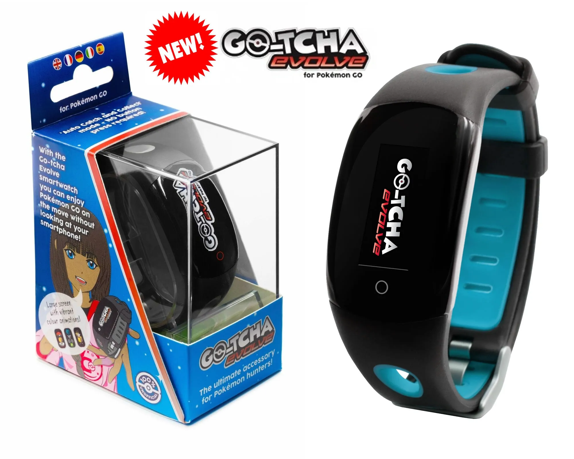 Datel Go-Tcha Evolve LED Touch Smartwatch for Pokemon Go - Blue