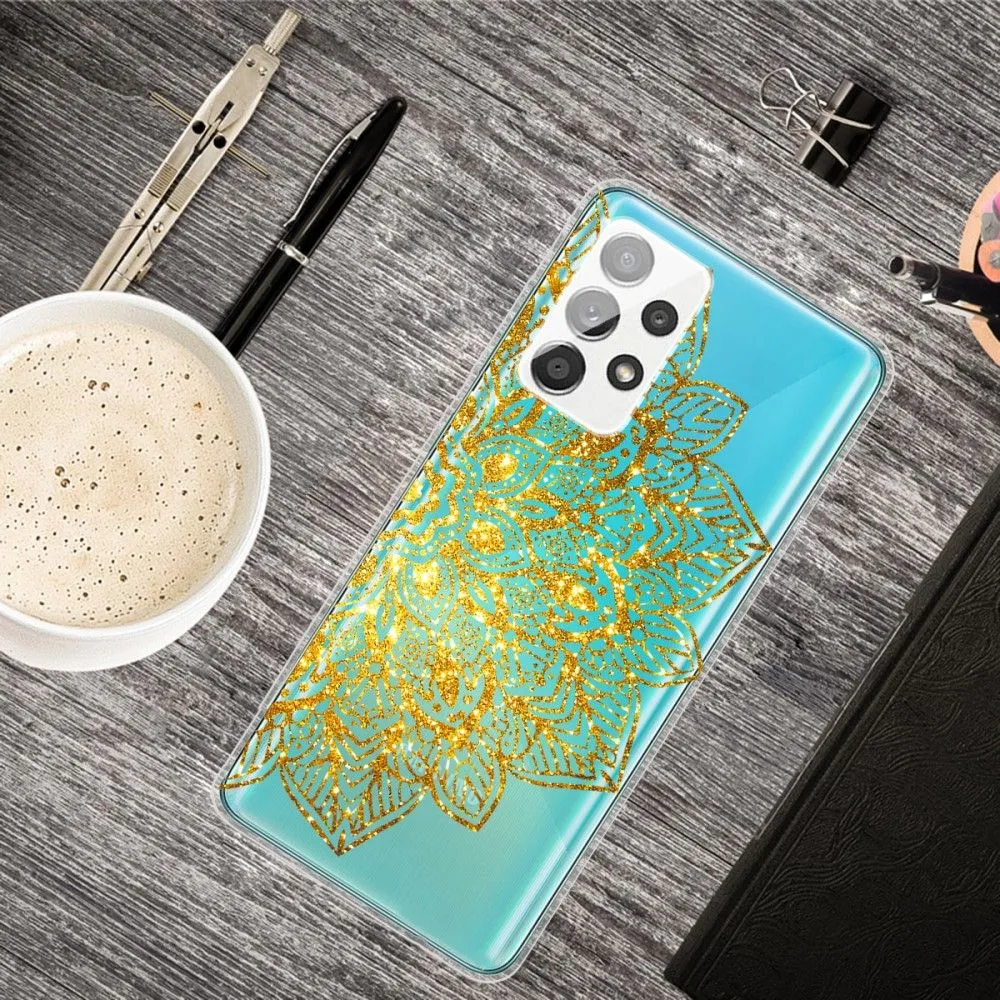 Deco Samsung Galaxy A72 5G case - Golden Glitter Leaves