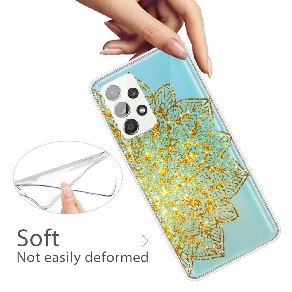 Deco Samsung Galaxy A72 5G case - Golden Glitter Leaves