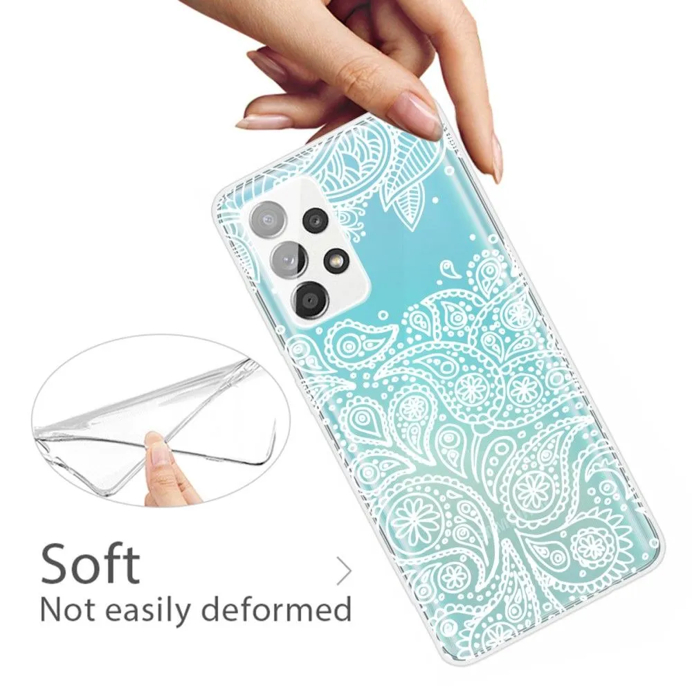 Deco Samsung Galaxy A72 5G case - White Leaves Pattern