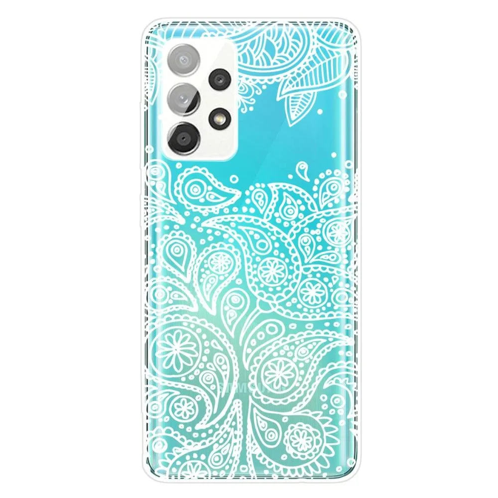 Deco Samsung Galaxy A72 5G case - White Leaves Pattern