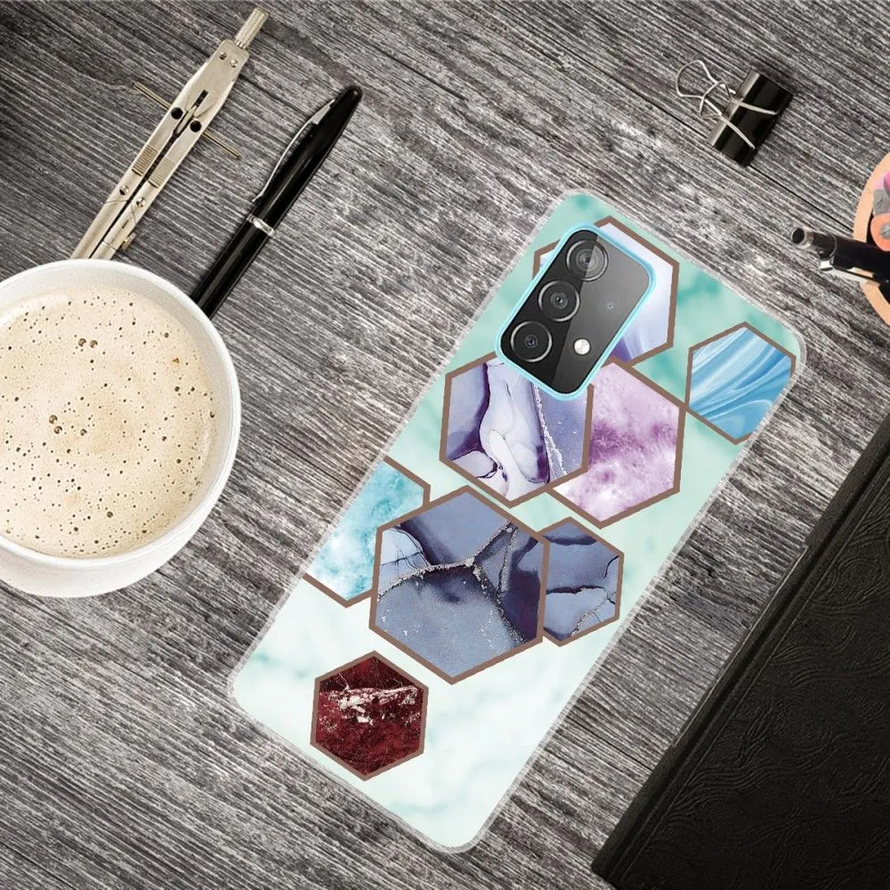 Deco Samsung Galaxy A73 case - Hexagon Fragments in Sky Blue