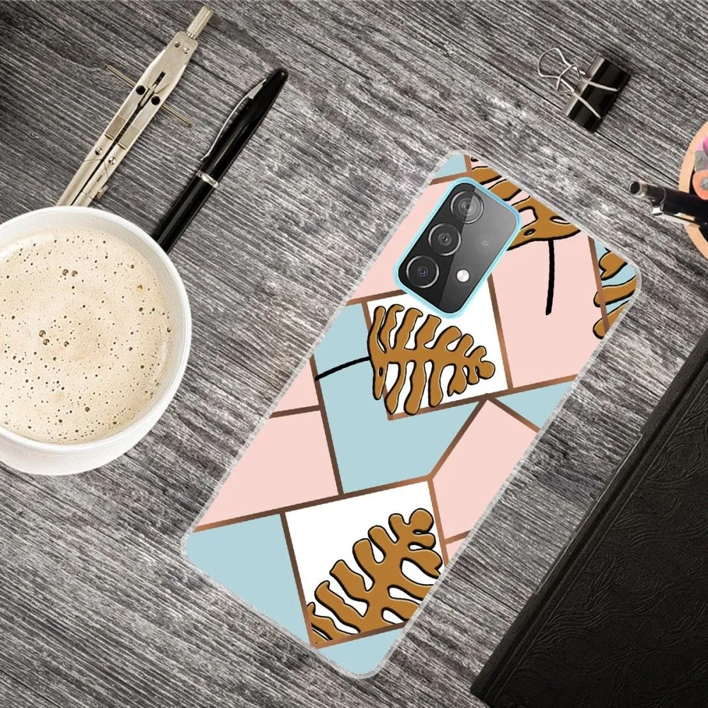 Deco Samsung Galaxy A73 case - Toon Leaves in Pink and Blue