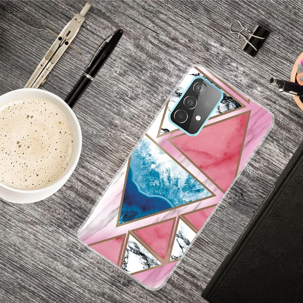 Deco Samsung Galaxy A73 case - White / Blue / Rose Triangle