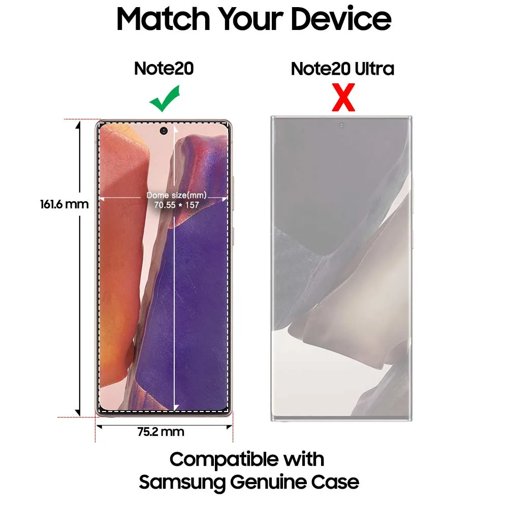 [Dome Glass] Galaxy Note 20 Screen Protector [Dome Glass] Full Coverage Tempered Glass Shield [Liquid Dispersion Tech] Easy Install Kit for Samsung Galaxy Note 20