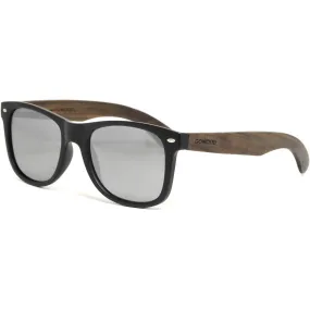 Ebony wood classic style sunglasses with silver mirrored polarized lenses with 100% money back guarantee