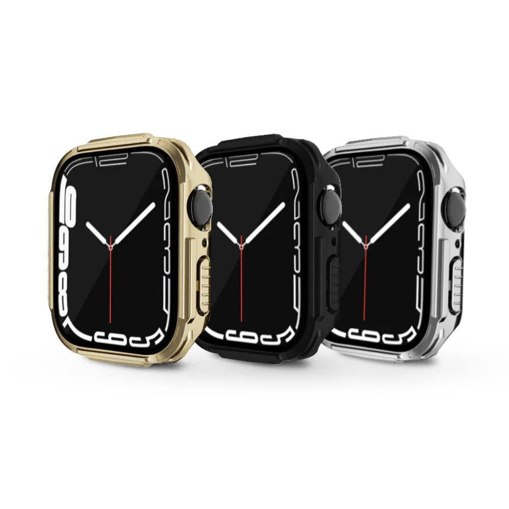 Electroplated Case with Built in Screen Protector | Apple Watch Series 8 45mm  Pack of 3  | Silver/Black/Champagne Gold