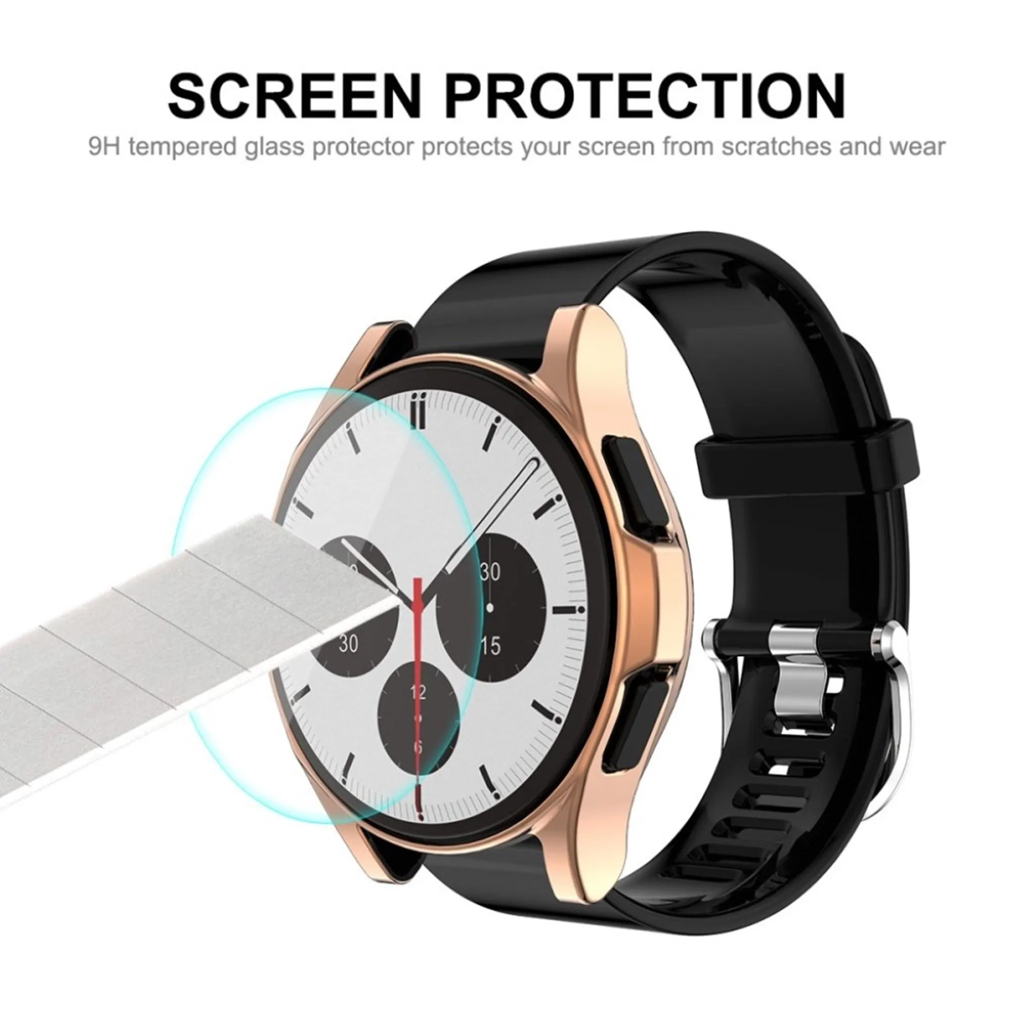 ENKAY 2-in-1 Samsung Galaxy Watch 4 Classic (46mm) TPU cover   tempered glass screen protector - Silver